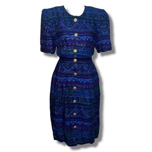 Vintage Cool Tone Button Down Dress